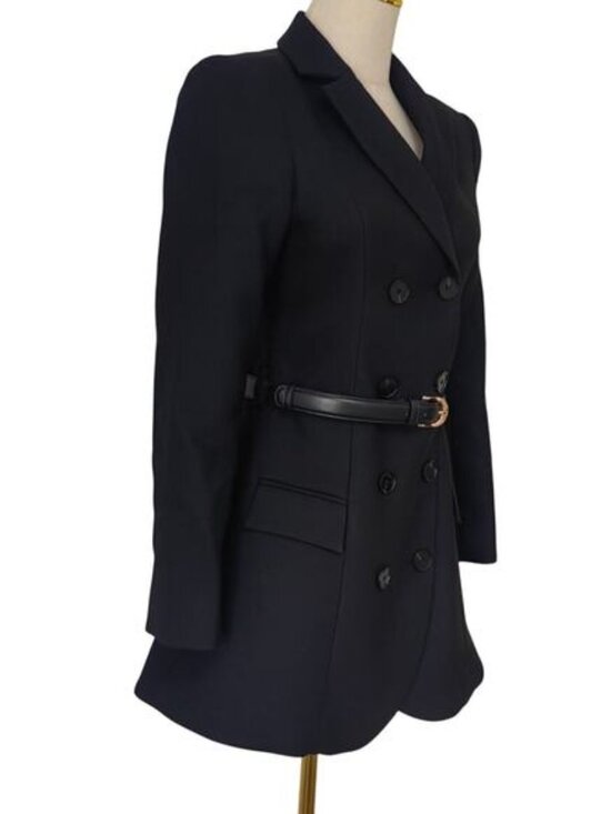 Self-Portrait Black Wool Crepe Mini Dress - Picture 7 of 11